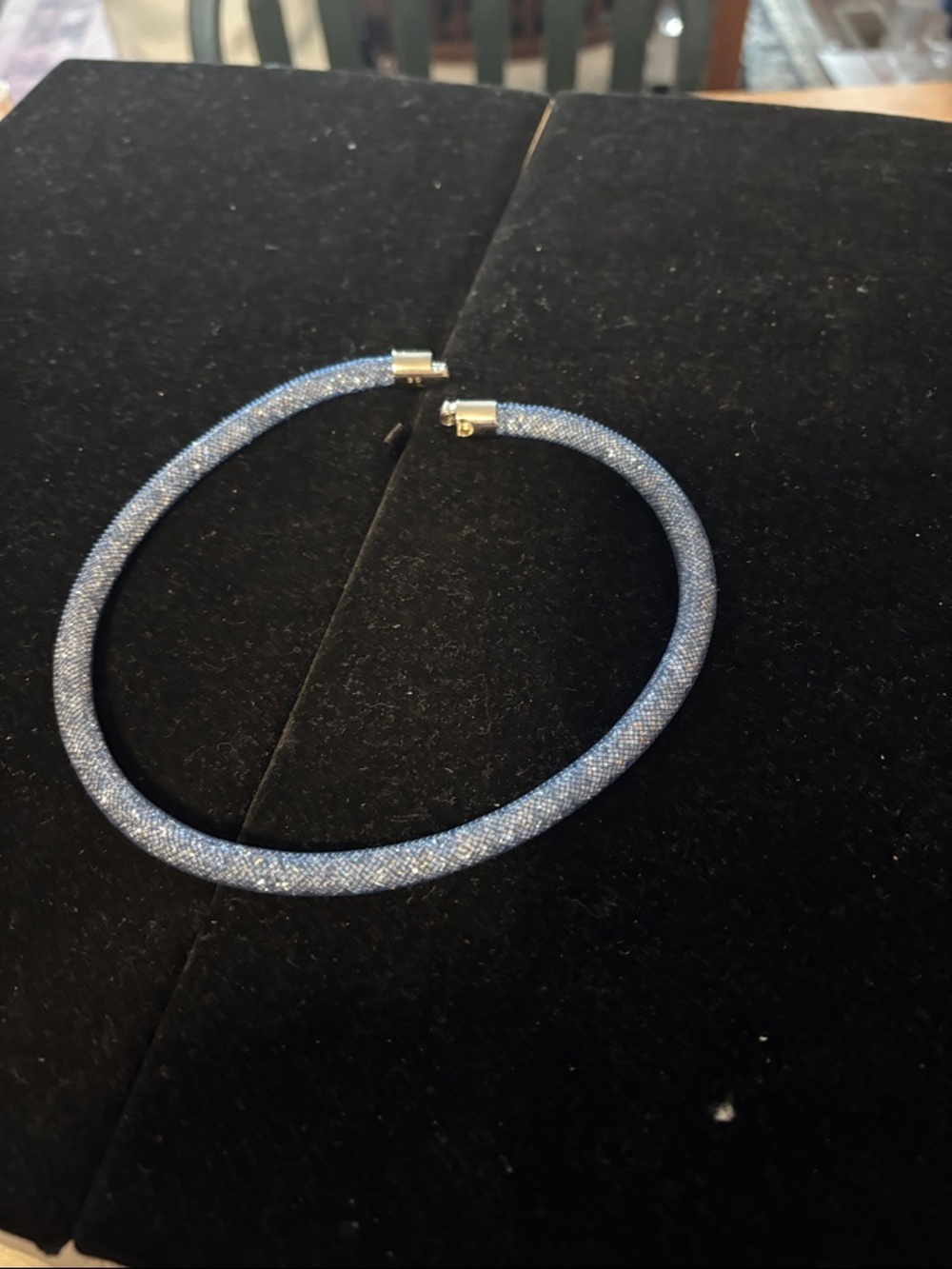 Swarovski Light Blue Crystal Mesh Collar Necklace/bracelet with Silver Ends